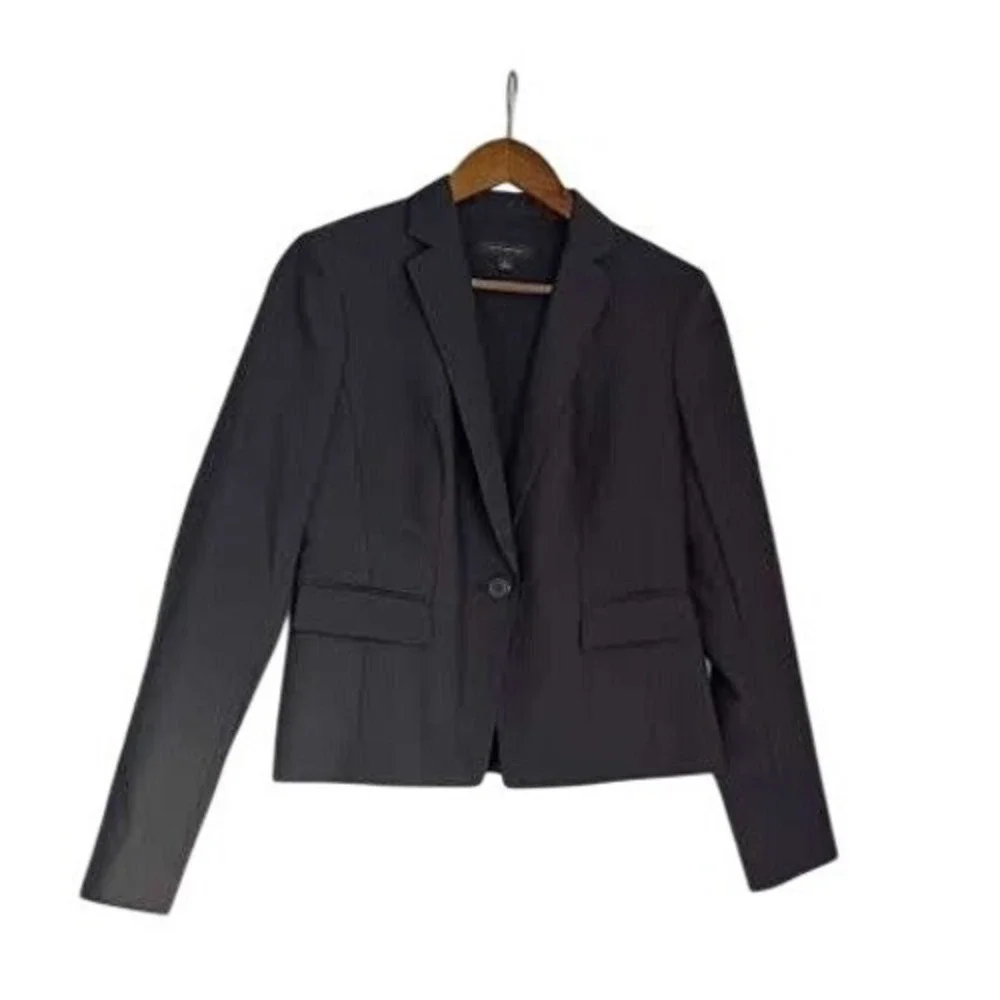 Ann Taylor Charcoal Gray Wool Blend 1‎ Button Tailored Blazer Jacket 4 NWOT $179